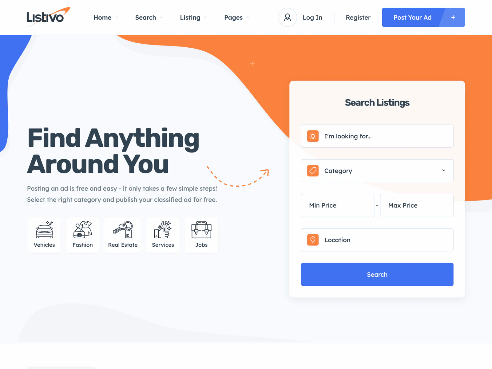 Listivo demo home page